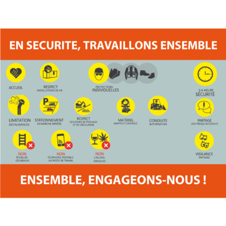 Panneau En sécurité, travaillons ensemble
