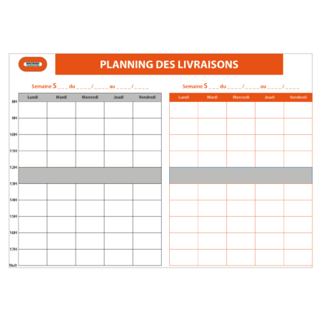 Panneau « Planning des livraisons » 1250x900mm